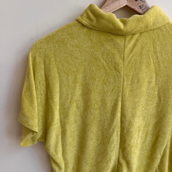 Andie Swim Cropped Button Up Yellow Terry Short Sleeve Collar Women Size S - Picture 7 of 14